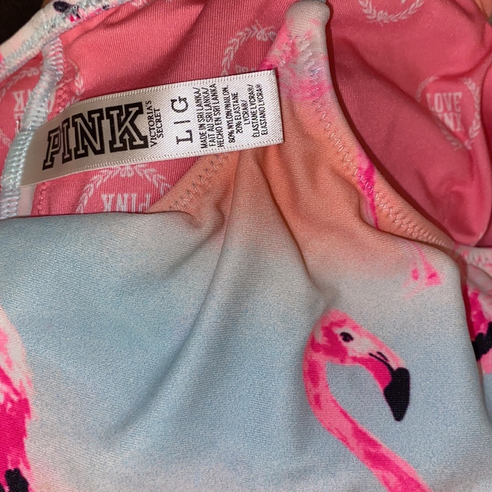 VS PINK Flamingo Flounce Ruffle Bikini Tie Top - Picture 9 of 10